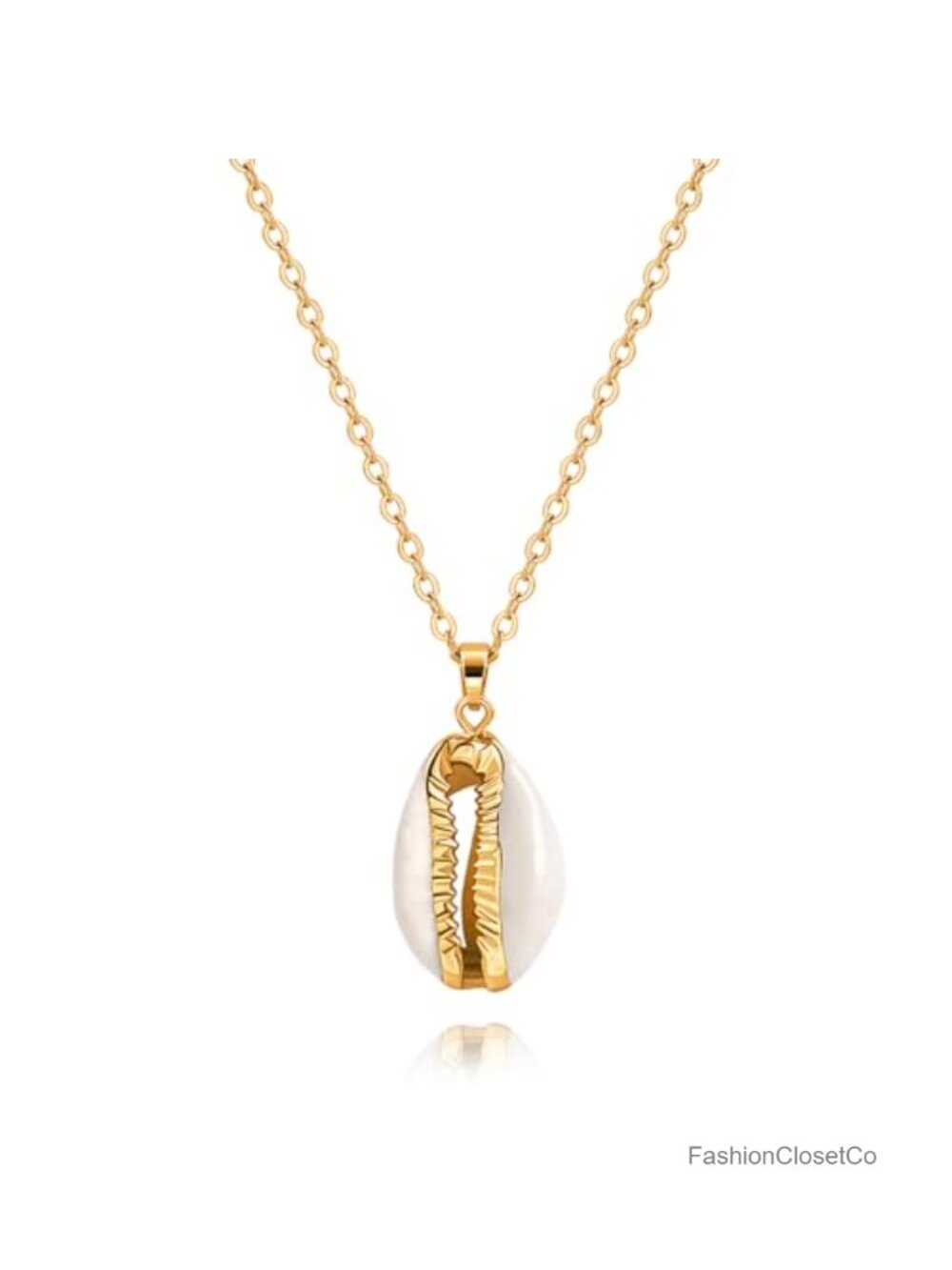 18K Gold Plated Coin Pendant Necklace Shell Charm Layered Women Jewelry